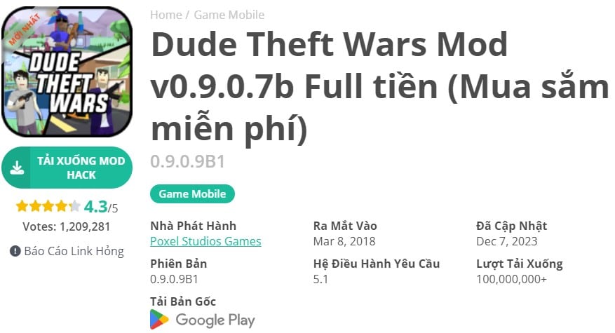 Dude Theft Wars Mod v0.9.0.7b