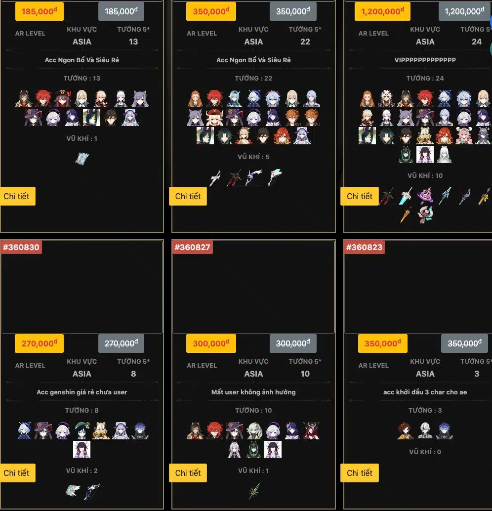 Giá Bán Acc Genshin Impact