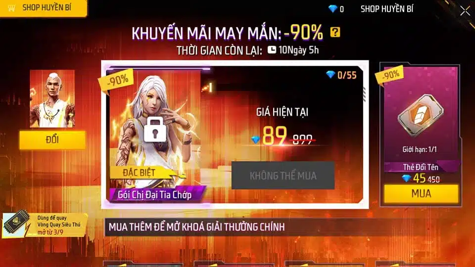 Giảm Giá Vật Phẩm Shop Huyền Bí FF