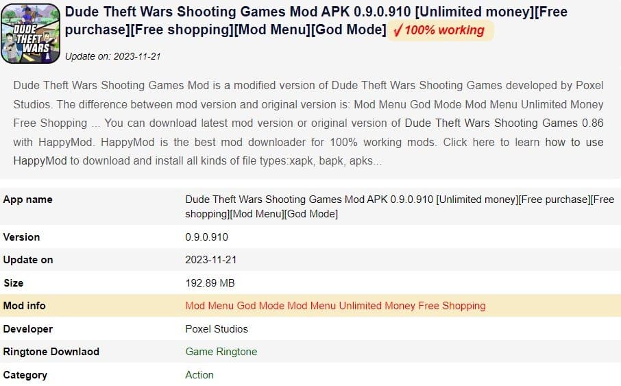 Hack Dude Theft Wars Shooting Games Mod APK 0.9.0.910