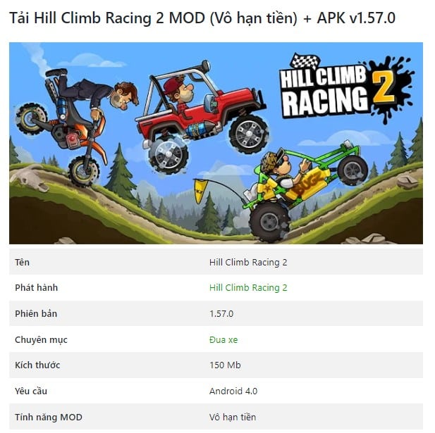 Hill Climb Racing 2 MOD APK Yeuapk v1.57.0