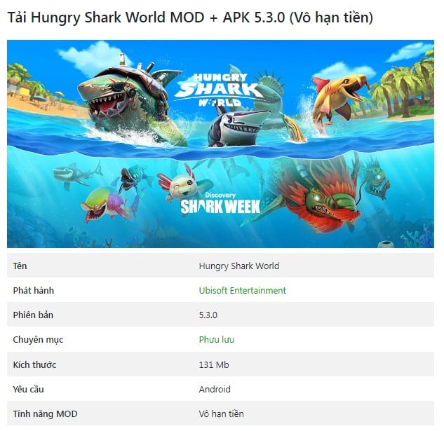 Hungry Shark World MOD + APK 5.3.0