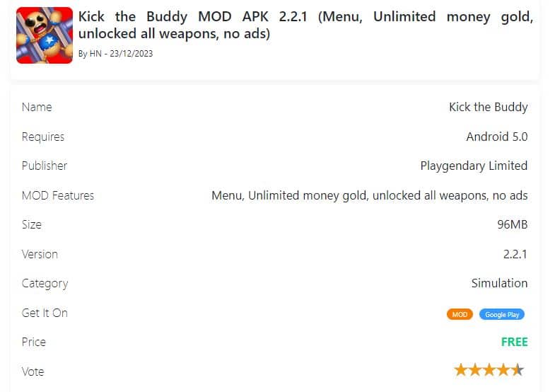 Kick the Buddy MOD APK 2.2.1