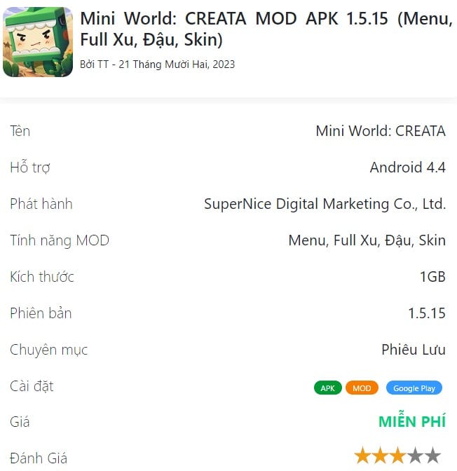Mini World CREATA MOD APK 1.5.15