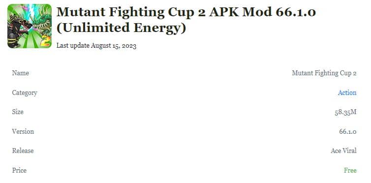 Mutant Fighting Cup 2 APK Mod 66.1.0