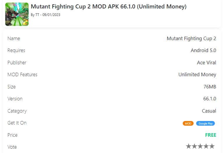 Mutant Fighting Cup Arena Hack