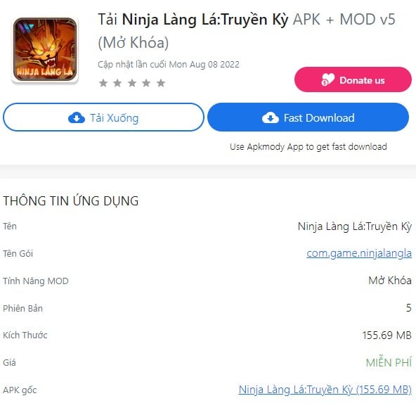 Ninja Làng Lá Truyền Kỳ APK + MOD v5
