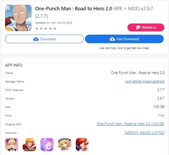One-Punch Man : Road to Hero 2.0 APK + MOD v2.9.7