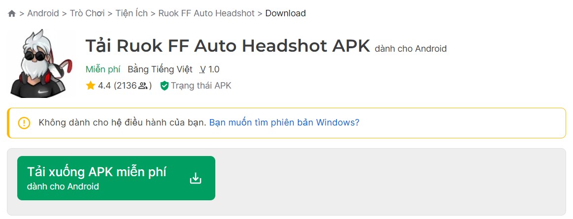 Ruok FF Auto Headshot APK v1.0Ruok FF Auto Headshot APK v1.0