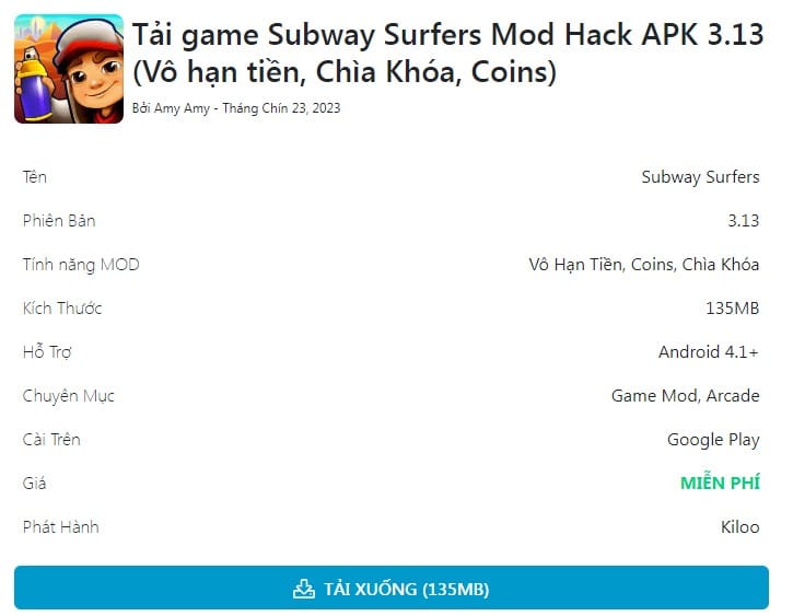 Subway Surfers Mod Hack APK 3.13