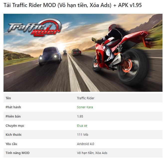Traffic Rider MOD + APK v1.95