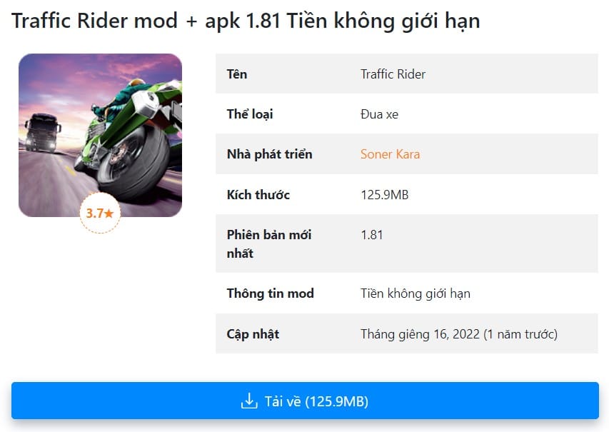 Traffic Rider mod + apk 1.81