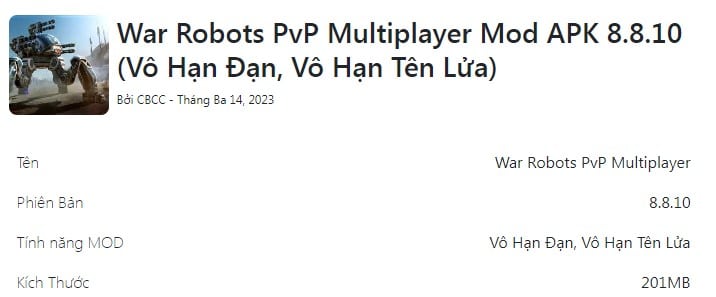 War Robots PvP Multiplayer Mod APK 8.8.10