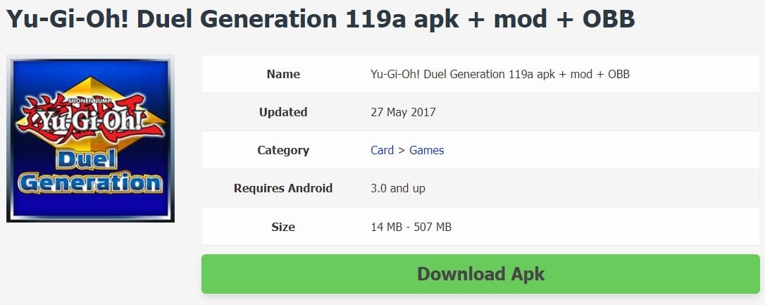 Yu-Gi-Oh! Duel Generation 119a apk + mod + OBB