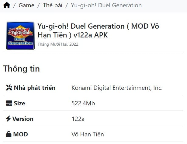 Yu-gi-oh Duel Generation MOD v122a APK