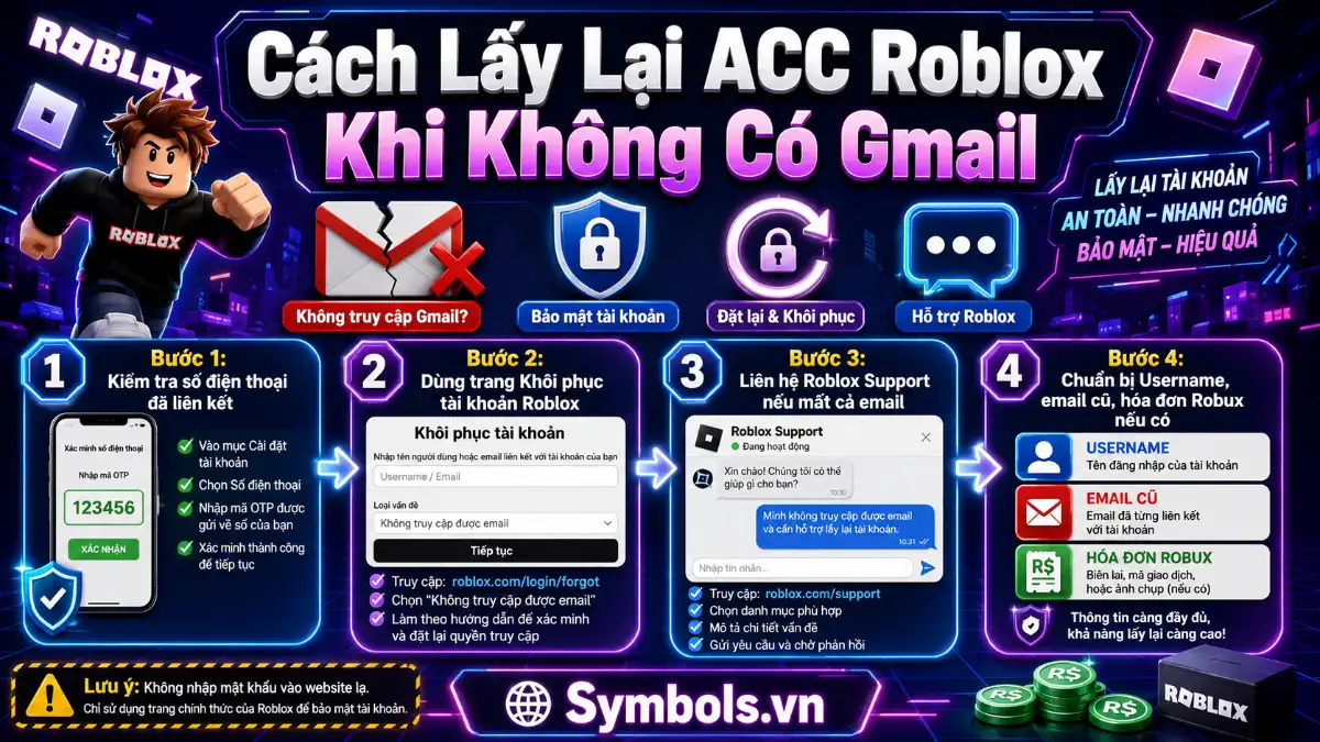 Các Bước Lấy Lại Acc Roblox Khi Không Có Gmail