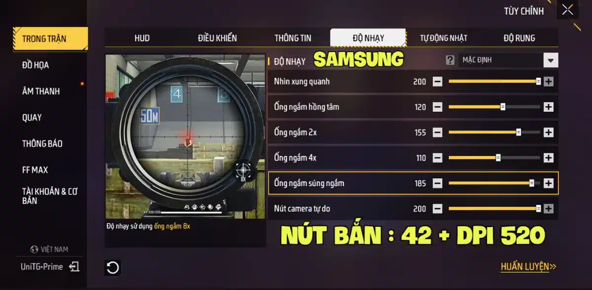 Độ nhạy Samsung