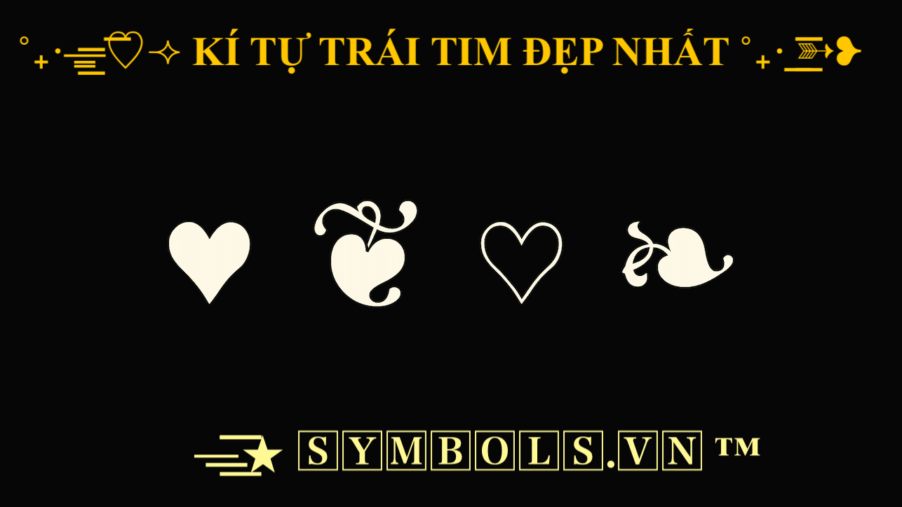 Kí Tự Trái Tim Nhỏ, Rỗng, Đen, Trắng Đẹp Nhất