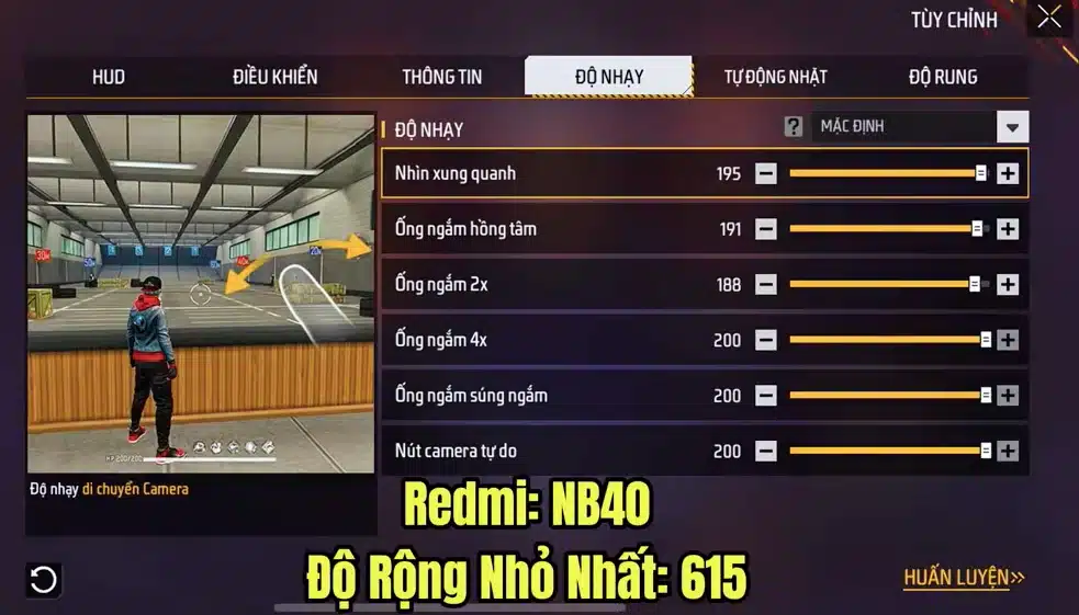 Mẫu độ nhạy cho Redmi