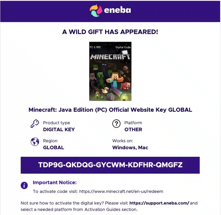 Key Minecraft free
