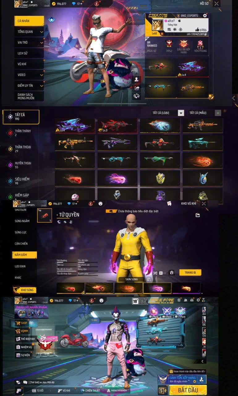 Xem acc ff free vip