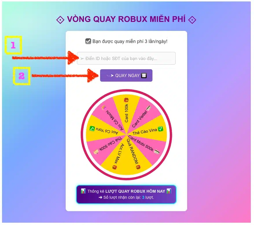 Cách quay robux miễn phí