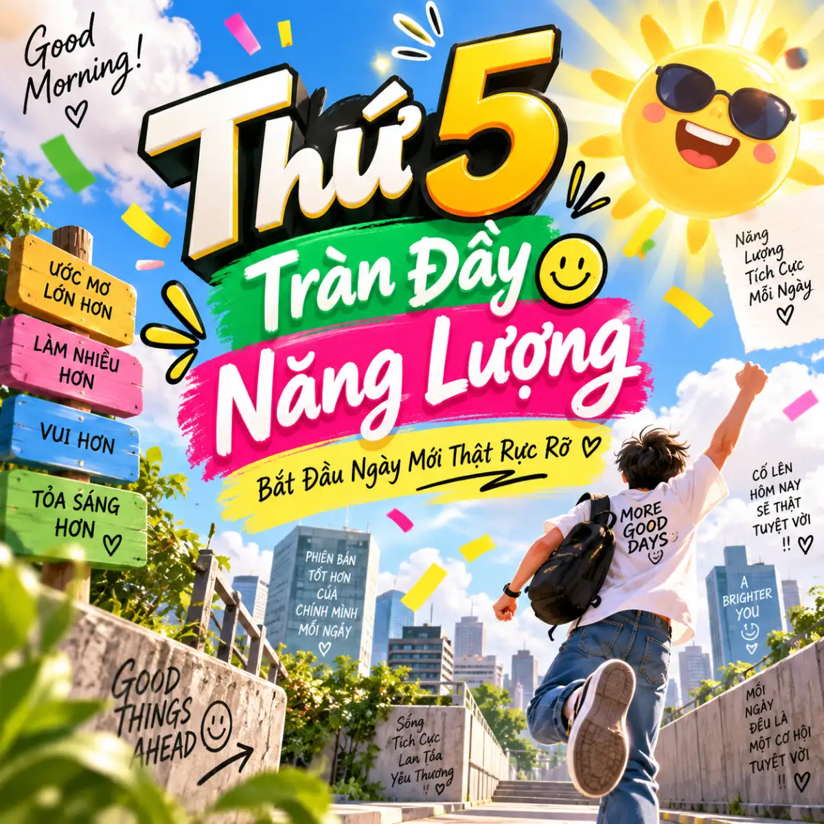 Hình ảnh chúc ngày mới thứ 5 tràn đầy năng lượng