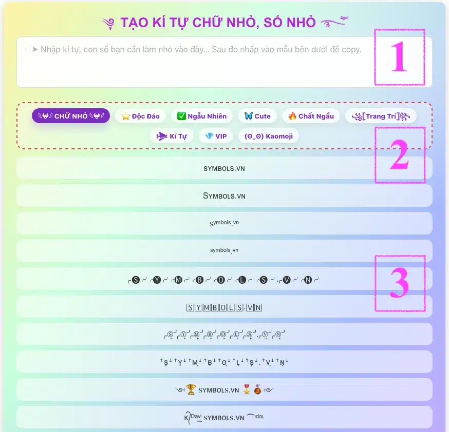 Cách Tạo Kí Tự Chữ Nhỏ, Số Nhỏ