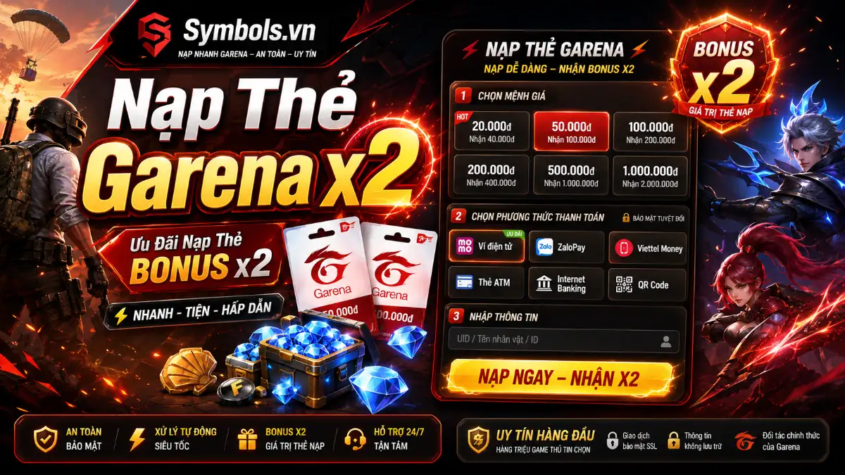Nạp Thẻ Garena x2