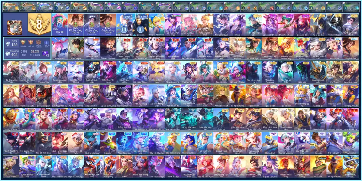 Acc Liên Quân vip full tướng full skin