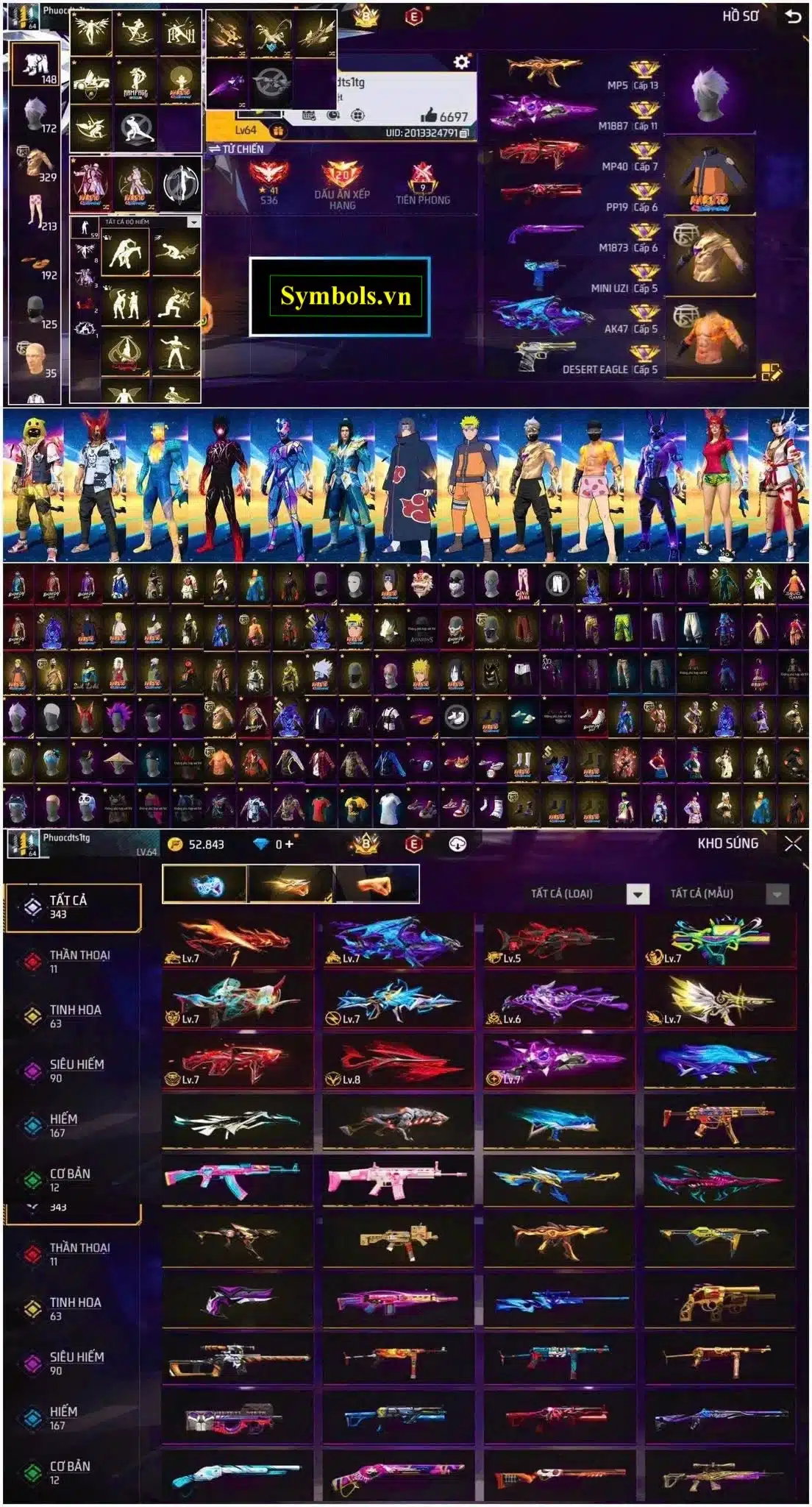 Ảnh acc Free Fire vip 8 ngon