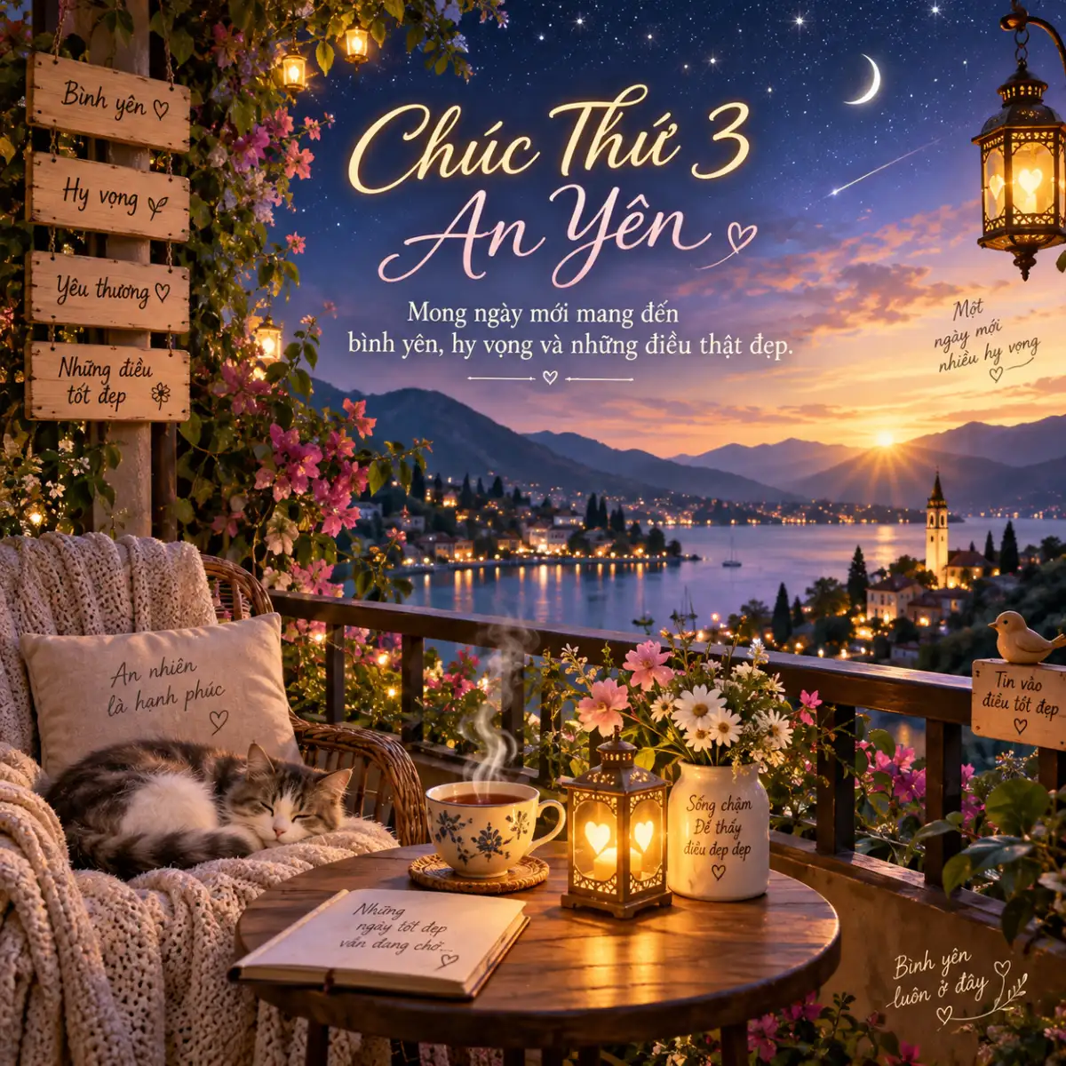 Ảnh chúc thứ 3 vui vẻ, an yên