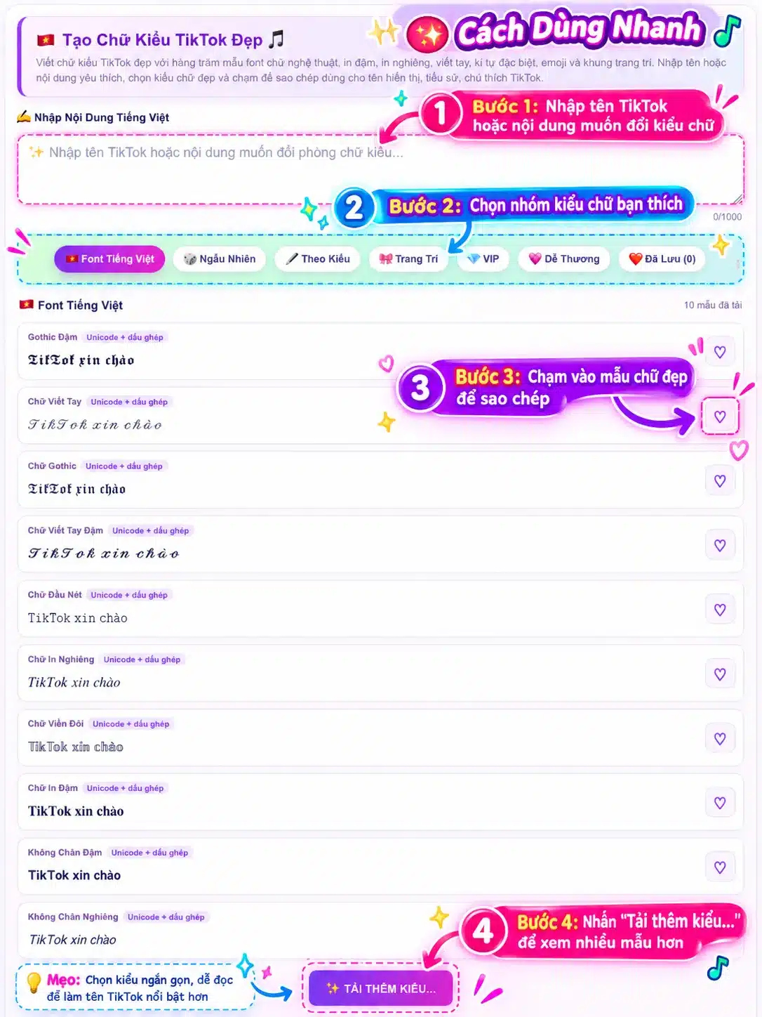 Hướng dẫn tạo font chữ đẹp TikTok dễ thương