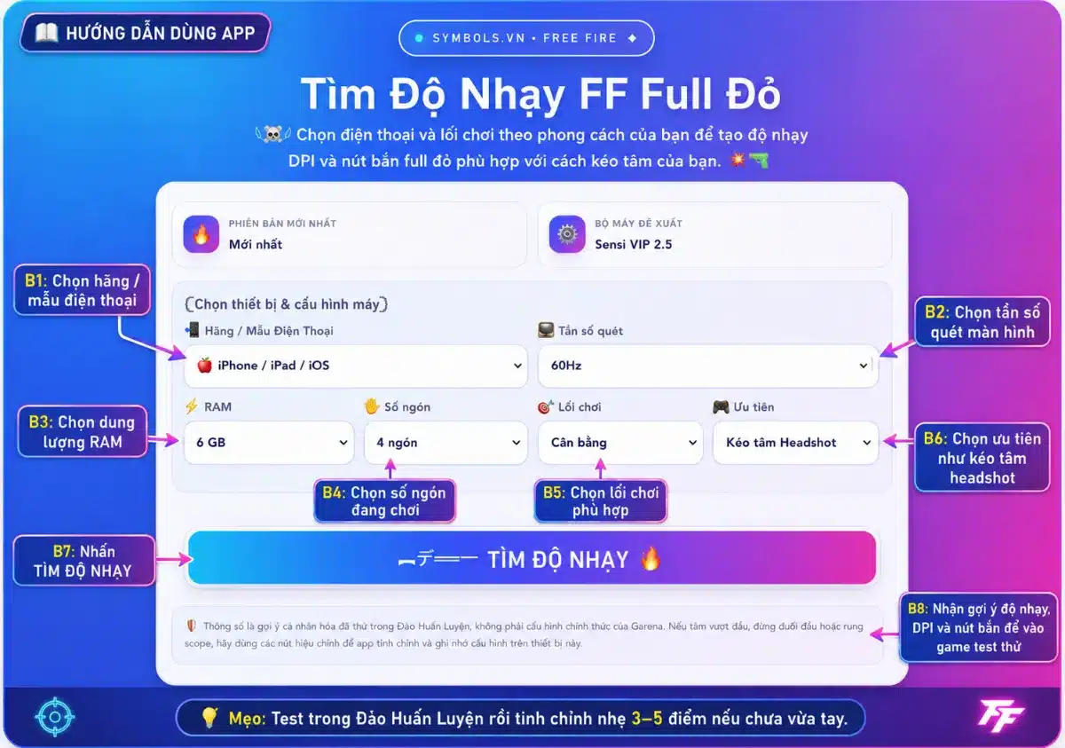 Cách Dùng App Tìm Độ Nhạy Free Fire