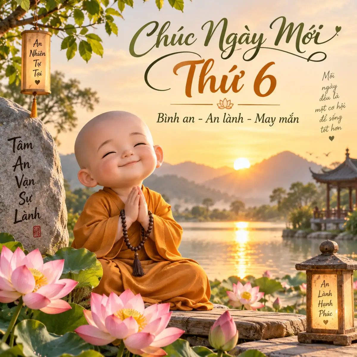 Hình chúc thứ 6 bình an, may mắn