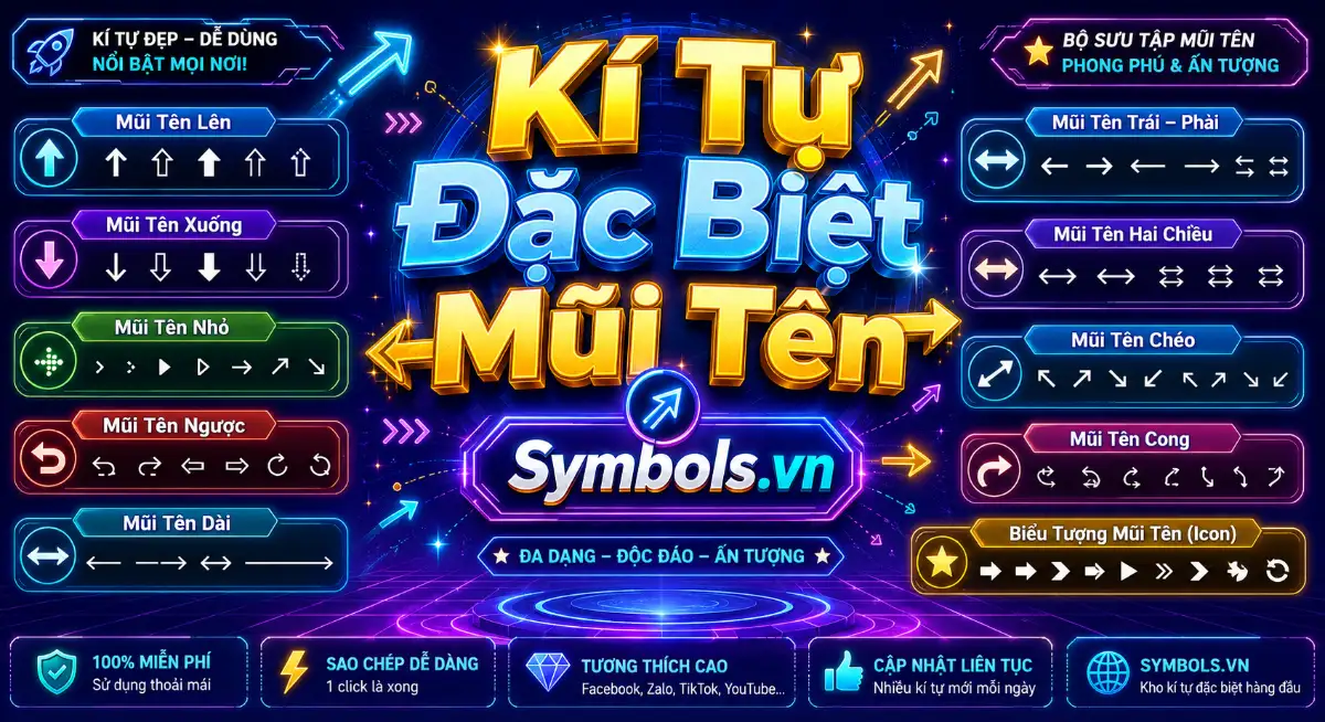 Kí Tự Đặc Biệt Mũi Tên