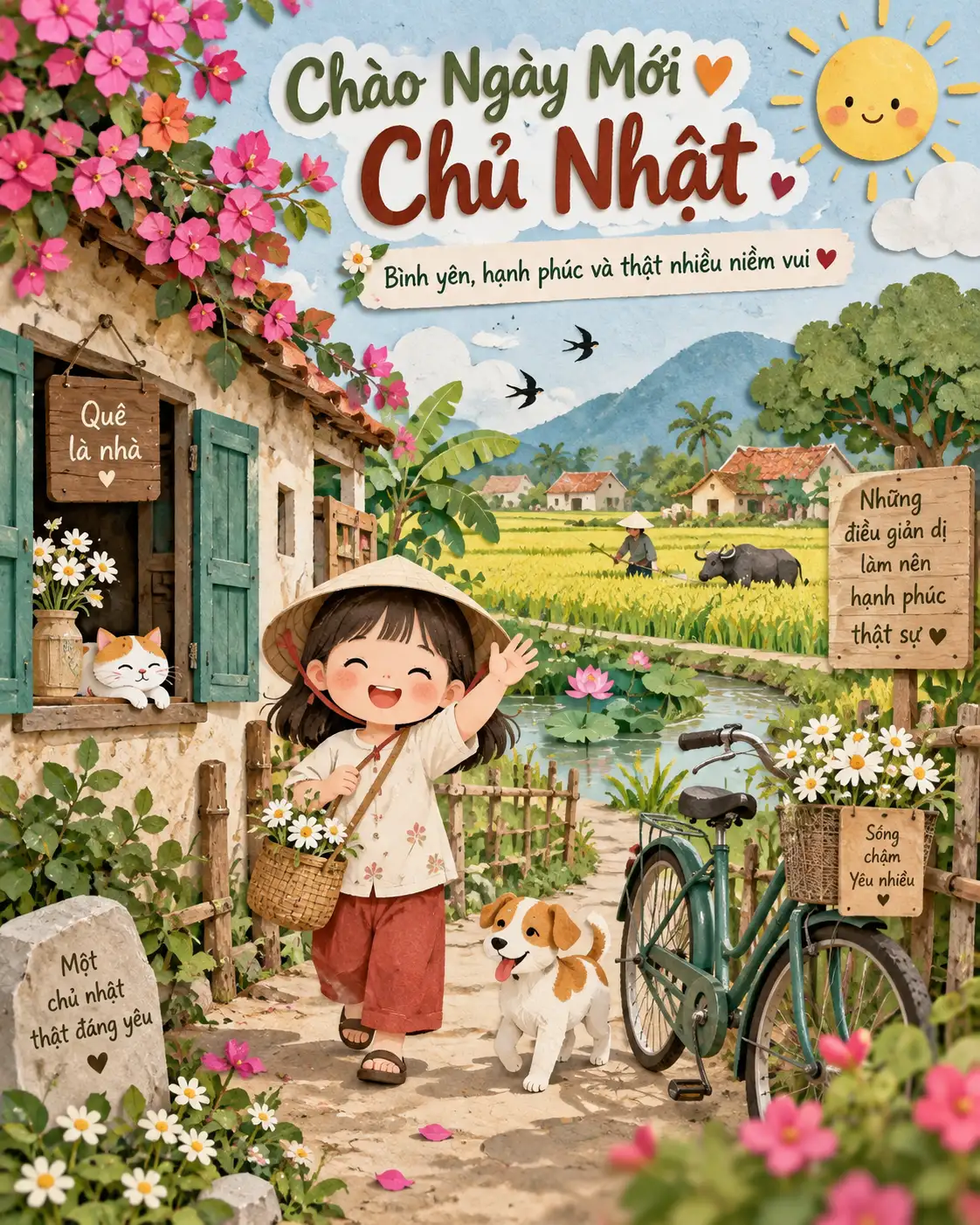 Ảnh chào ngày mới chủ nhật vui vẻ, hạnh phúc và bình an