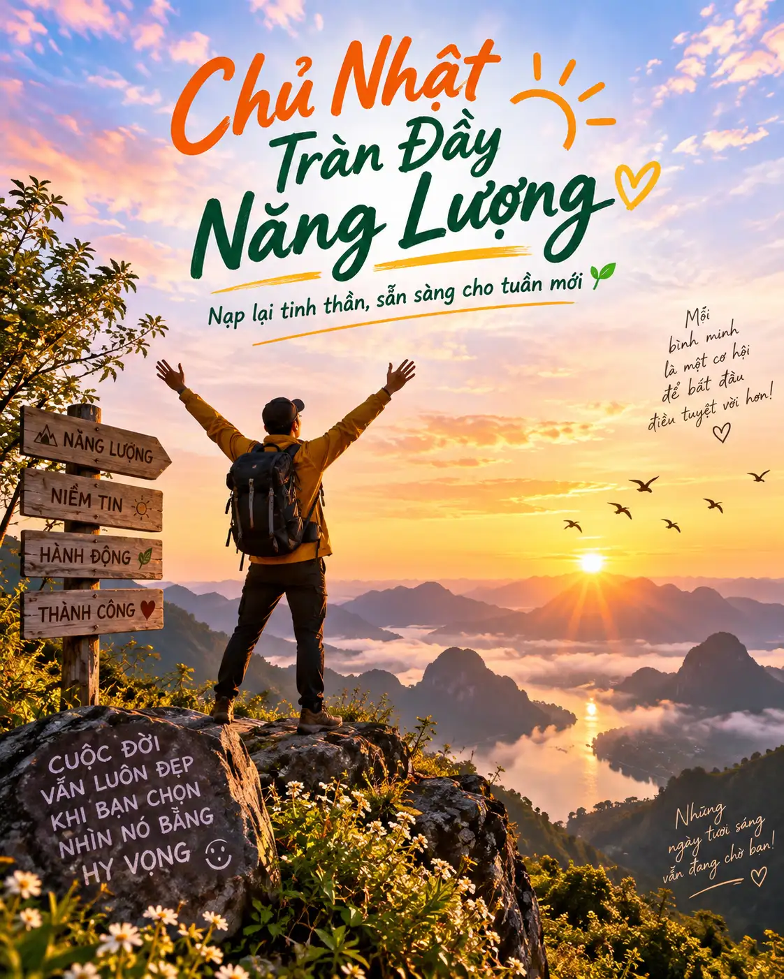 Ảnh & lời chúc ngày mới chủ nhật đầy năng lượng