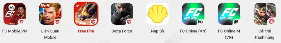Các game nạp thẻ Garena
