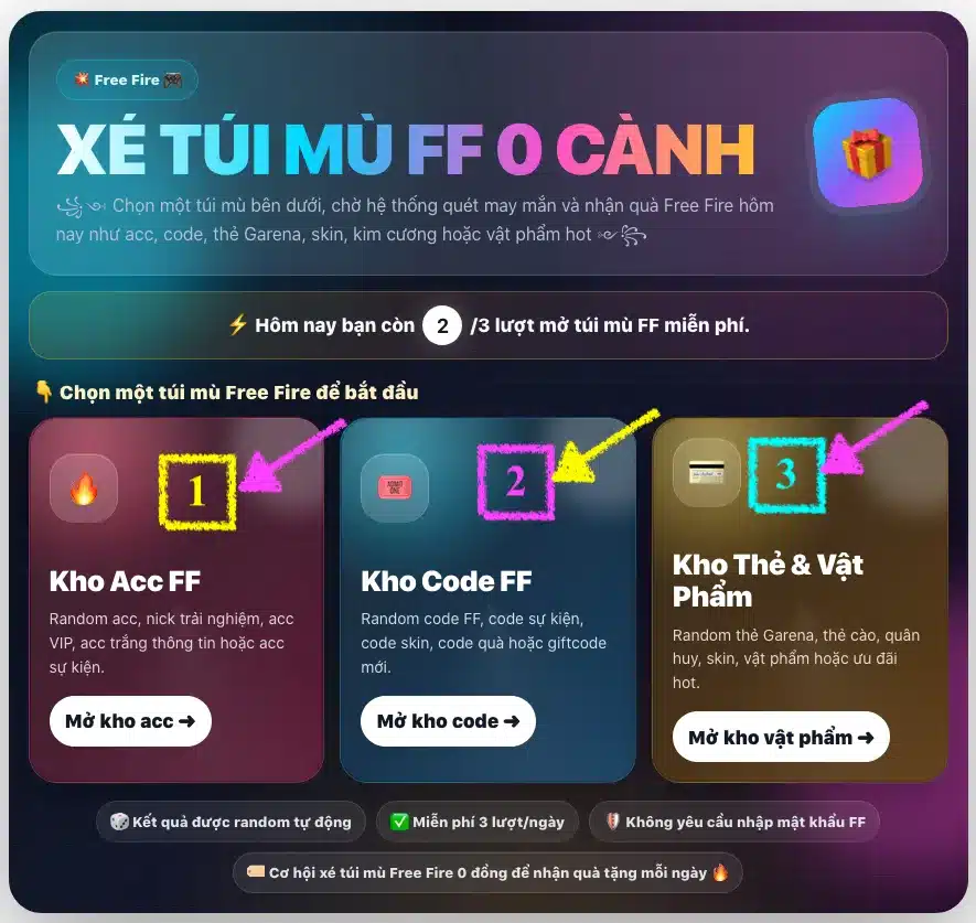 Cách bóc túi mù FF 0 cành