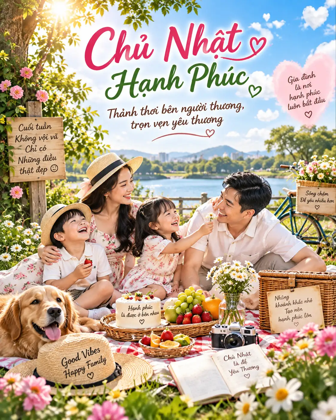 Hình ảnh chúc ngày chủ nhật yêu thương bên gia đình
