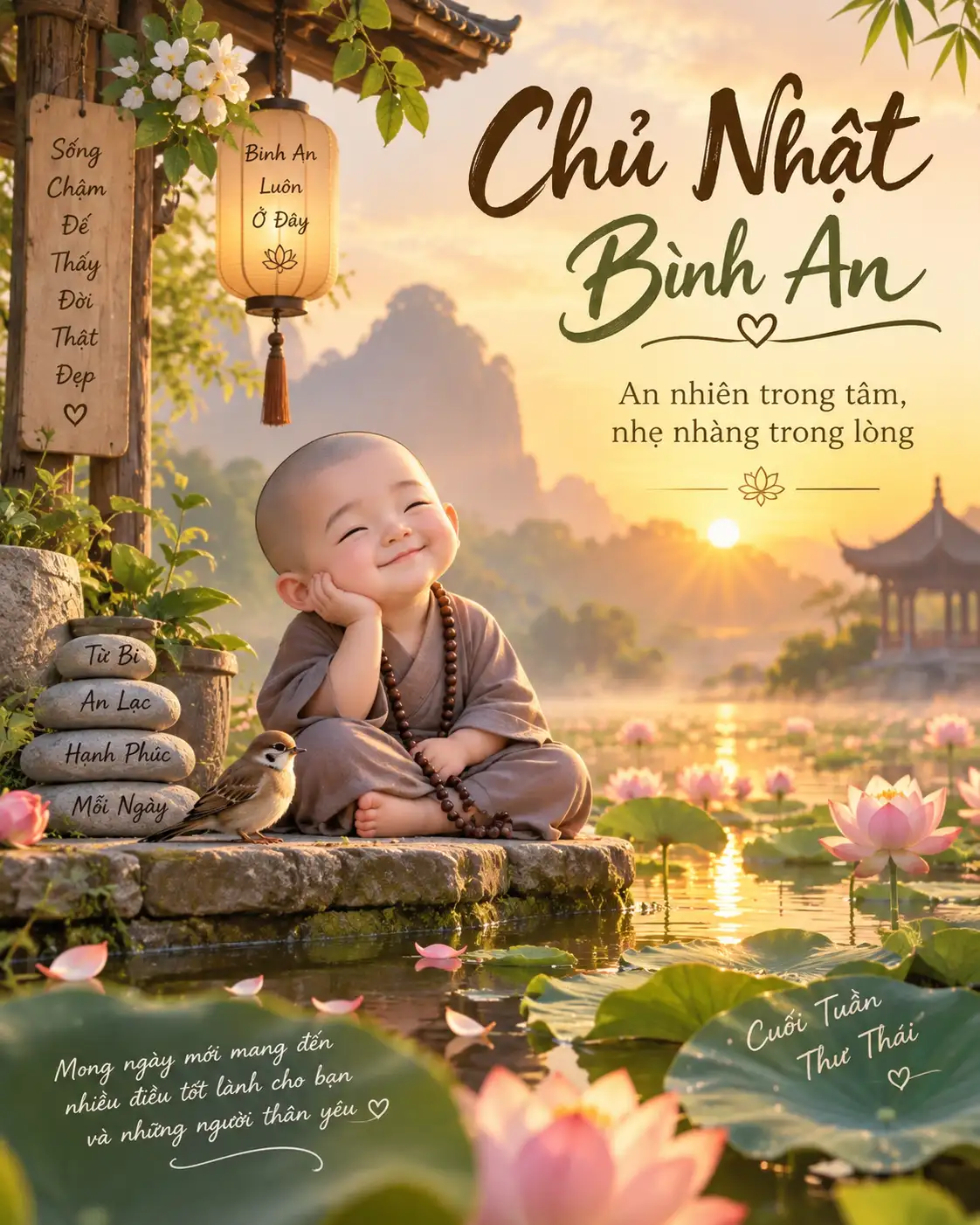 Hình ảnh lời chúc ngày chủ nhật bình an