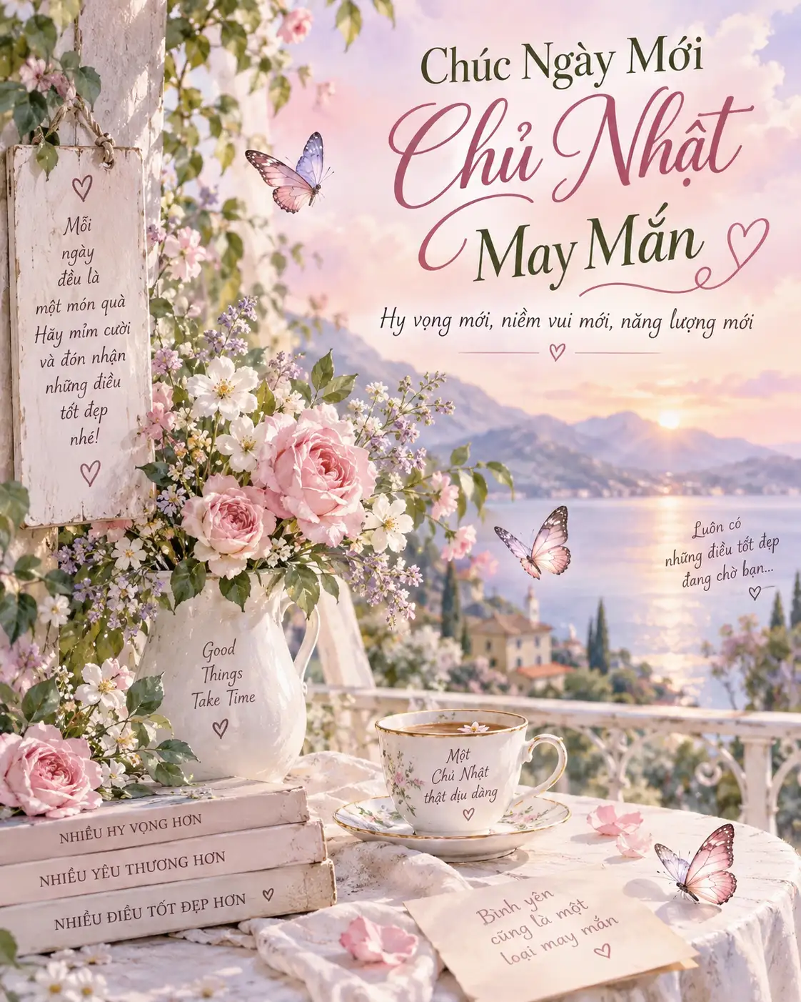 Hình ảnh ngày chủ nhật tươi hồng may mắn