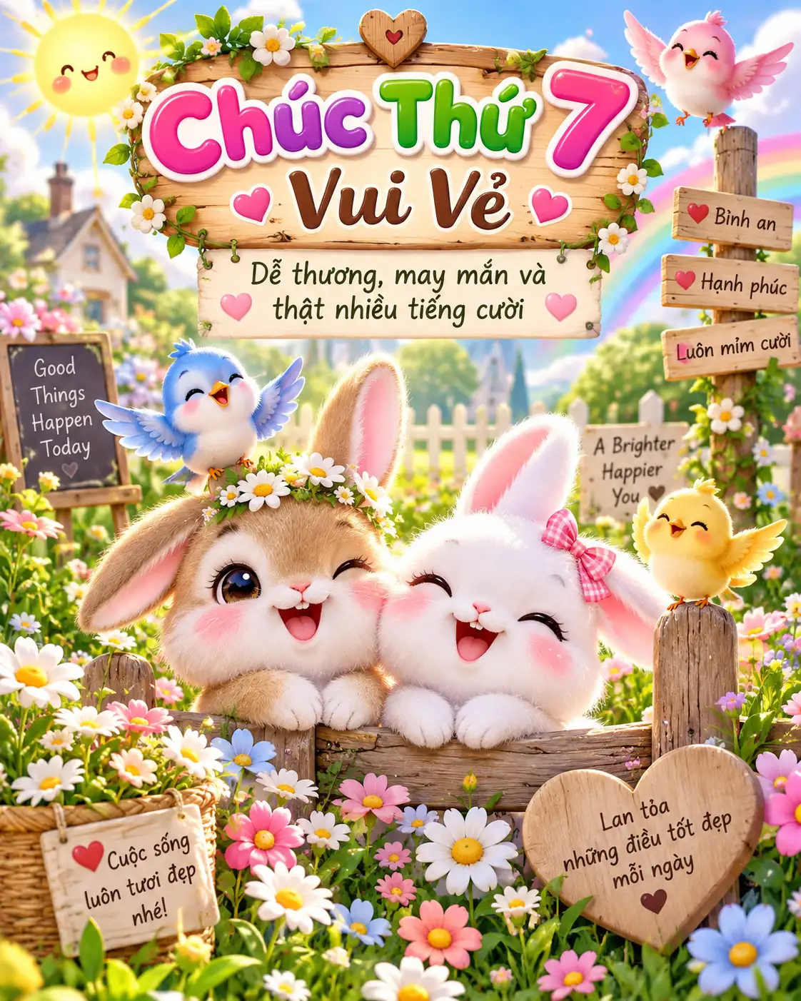 Hình ảnh chúc thứ 7 vui vẻ cute