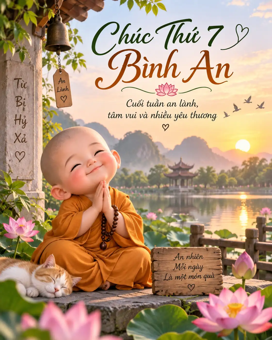 Hình ảnh và lời chúc thứ 7 bình an