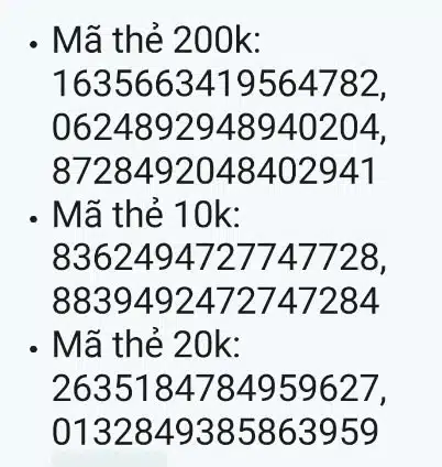 Mã thẻ Garena 200k
