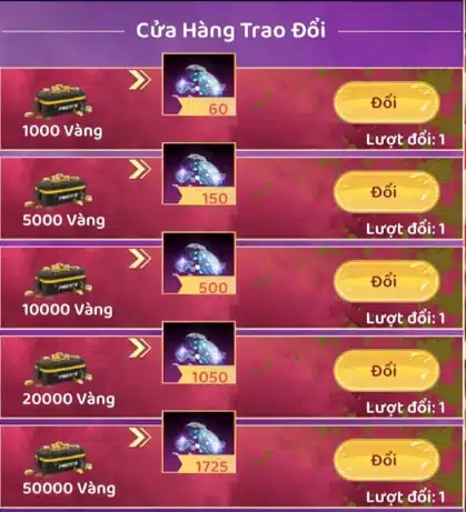Shop Quy Đổi Vàng Free Fire