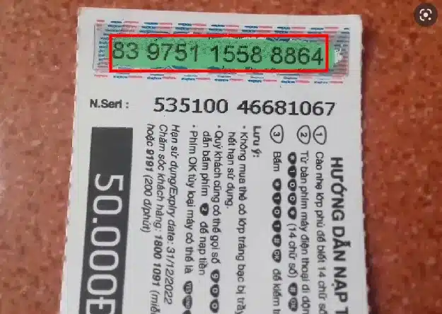 Ảnh thẻ Vina 50k đã cào