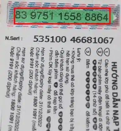 Thẻ Vina 100k đã cào