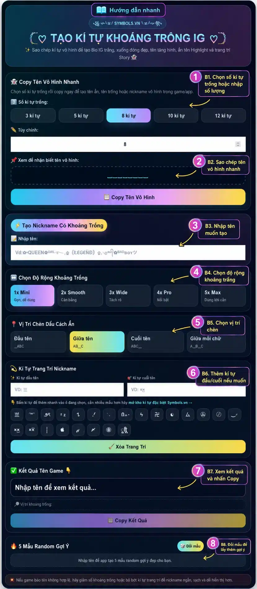 Cách Tạo Kí Tự Khoảng Trống IG